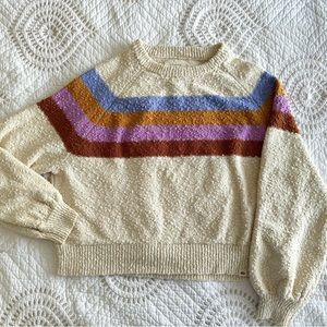 Rip Curl Melting Waves lightweight beachy spring retro stripe sweater EUC XS